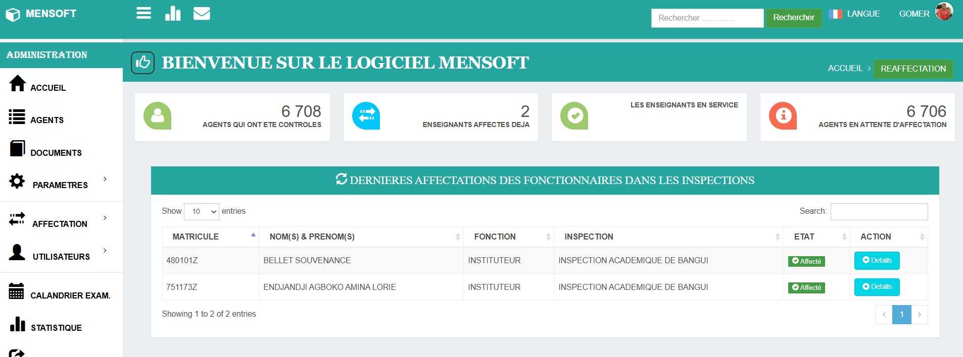 Gestion des affectations